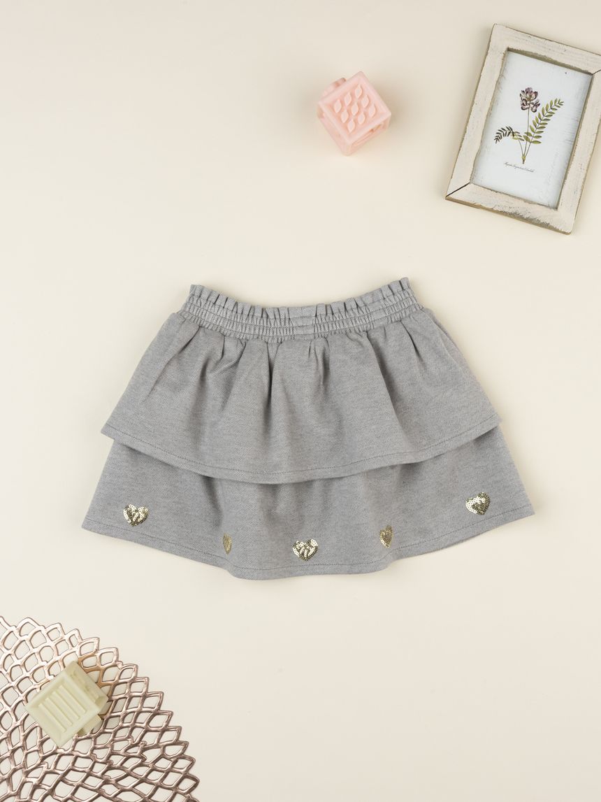 Gonna bimba grigia pailette