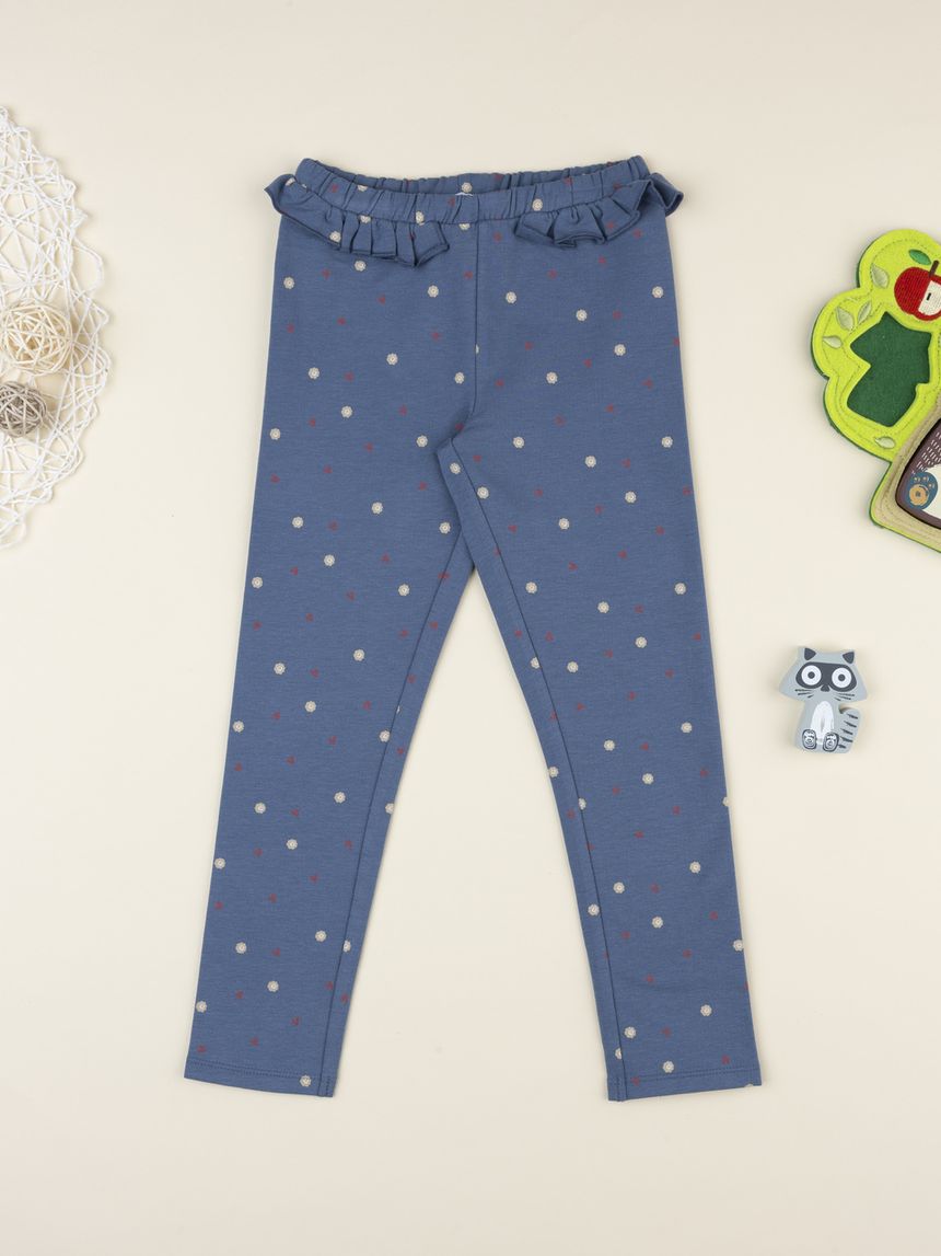 Legging bambina blu pois