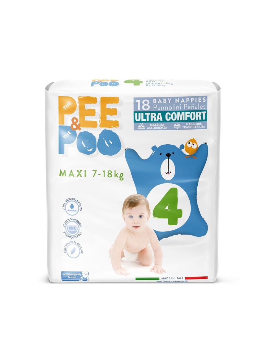 Pannolini ultrafit maxi taglia 4 18 pz - pee&poo