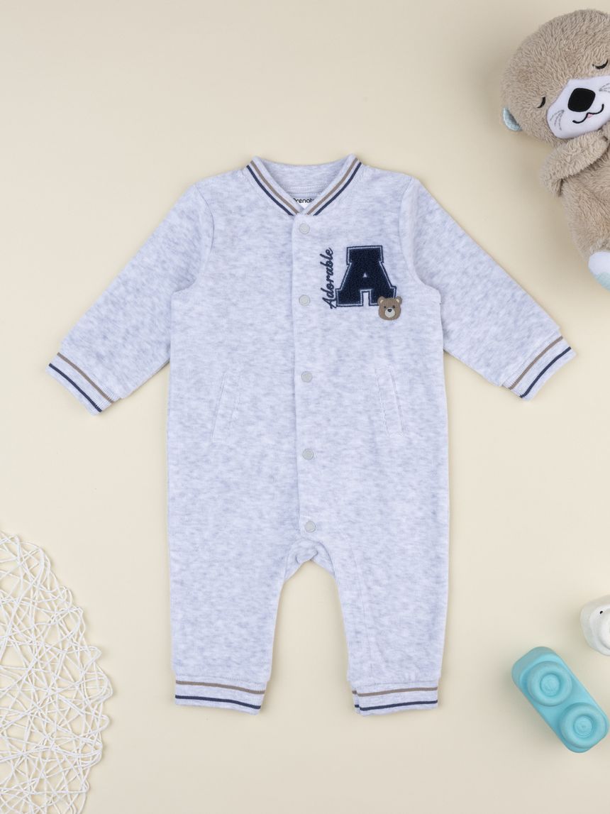 Tutina ciniglia grigia neonato con patch