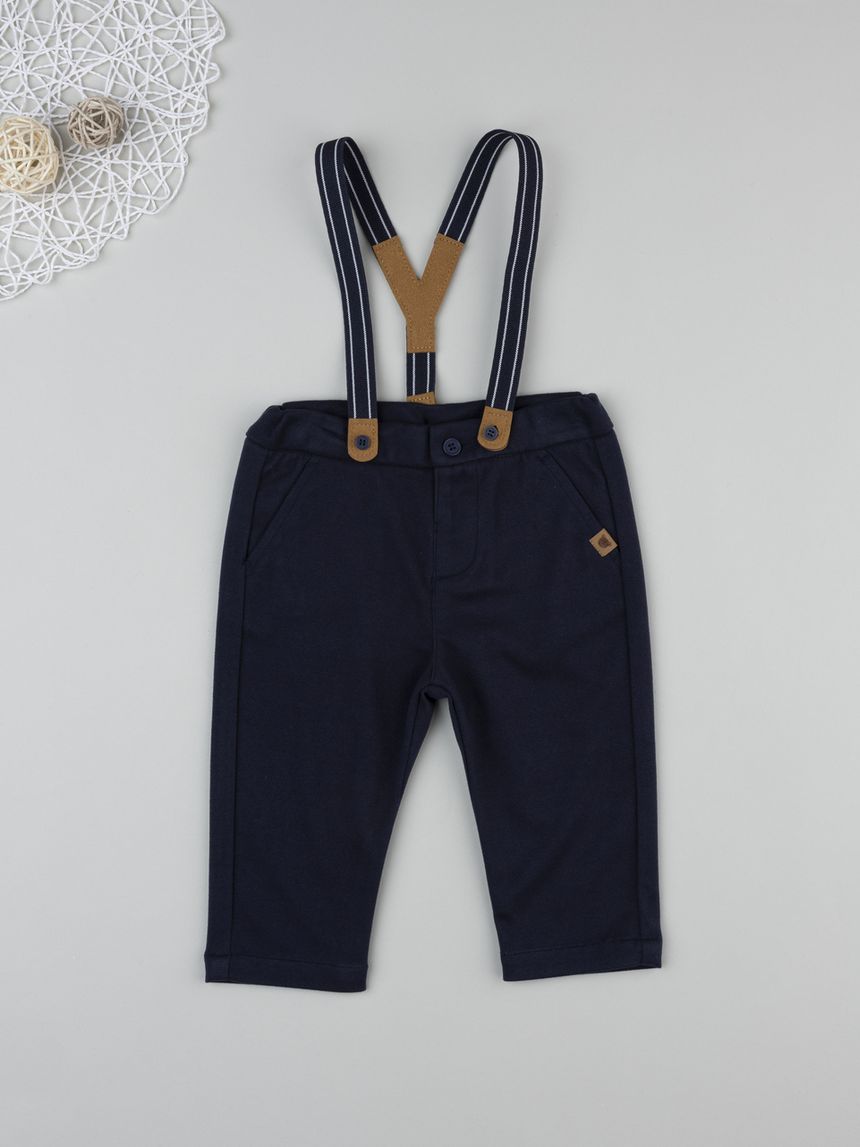 Pantalone con bretelle bimbo blu