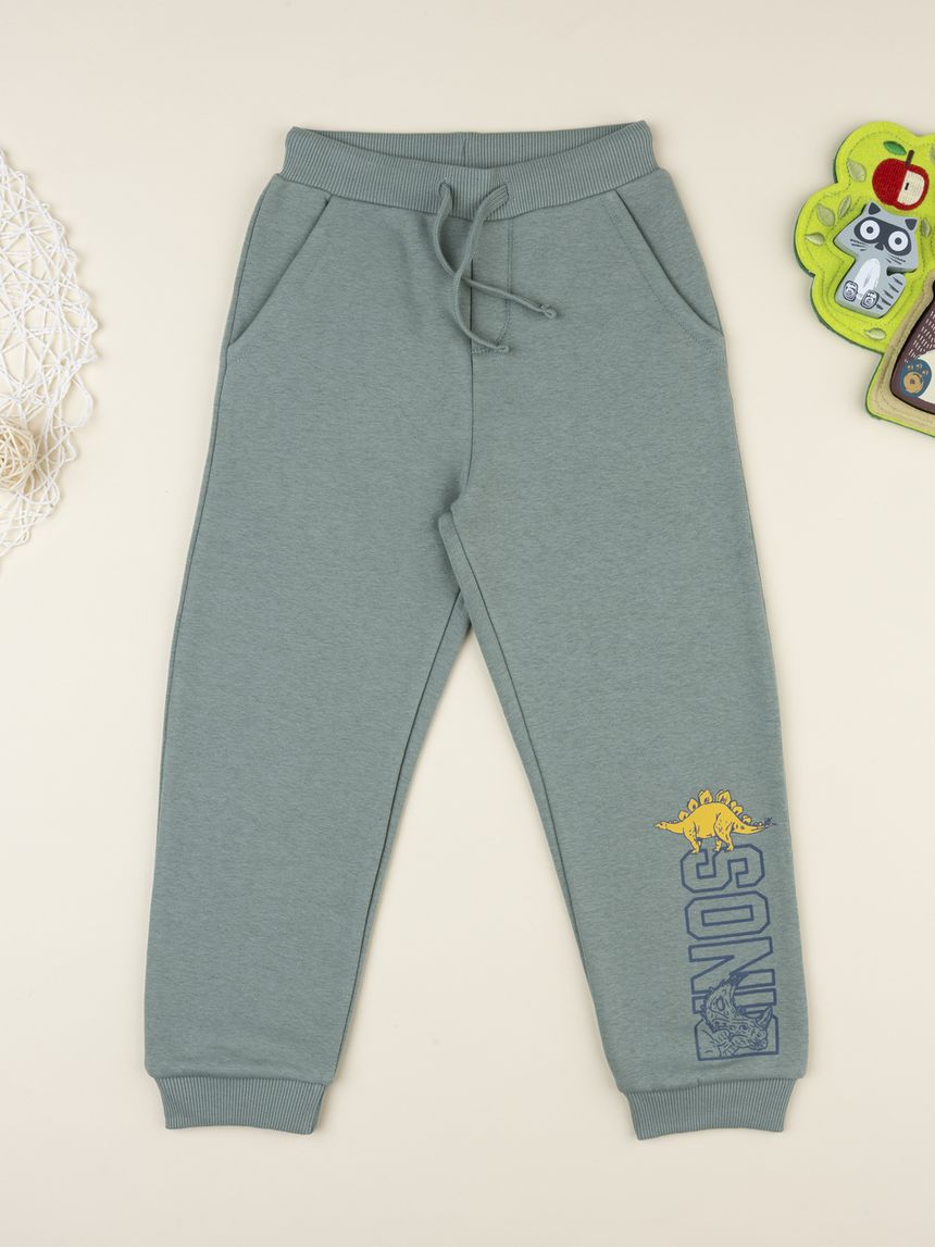 Pantalone bambino verde con stampa