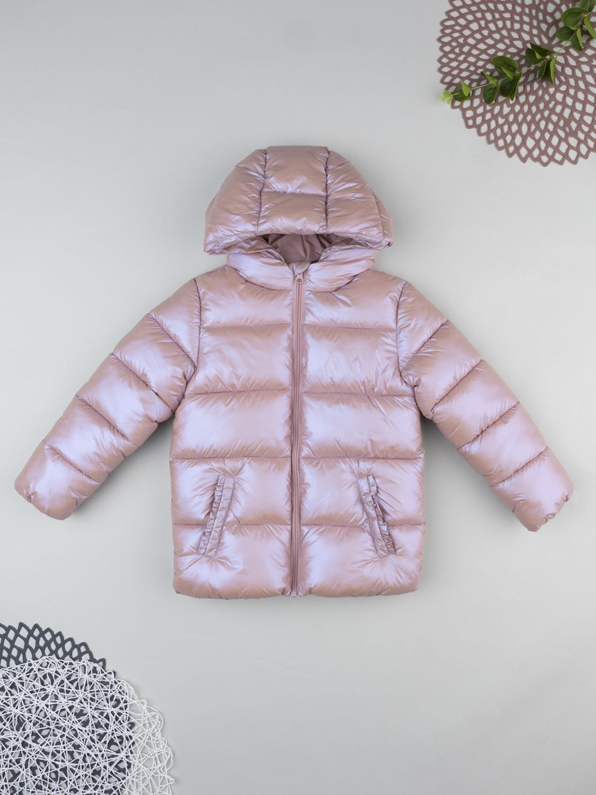 Piumino bimba rosa metallizzato