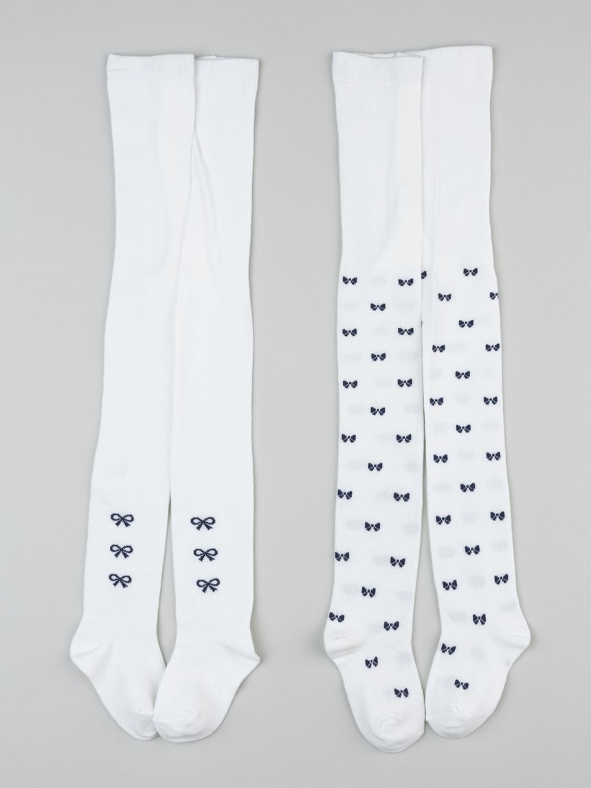 Pack 2 collant bimba bianco fiocchi