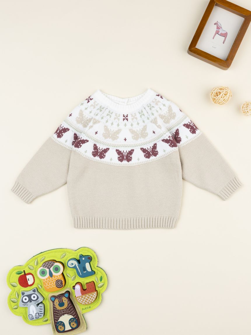 Maglia bimba beige farfalle