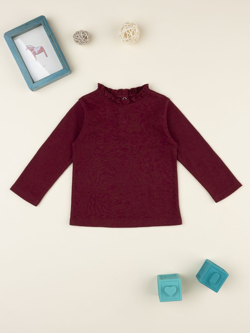 T-shirt manica lunga bimba bordeaux