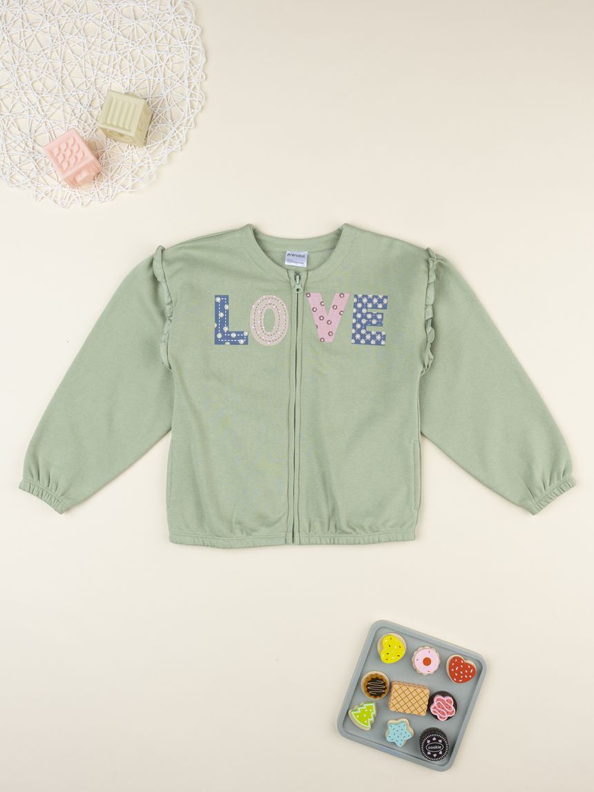 Felpa bambina verde love