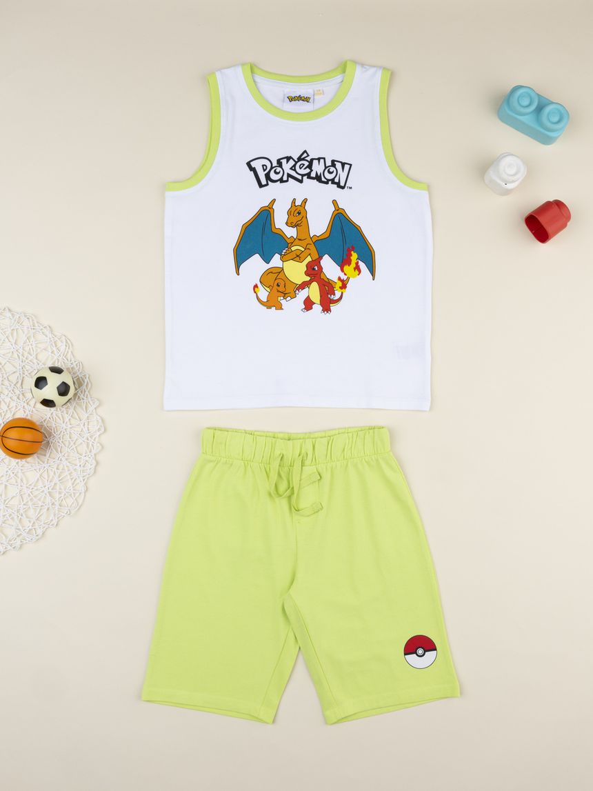 Compelto estivo bambino pokemon bianco/verde