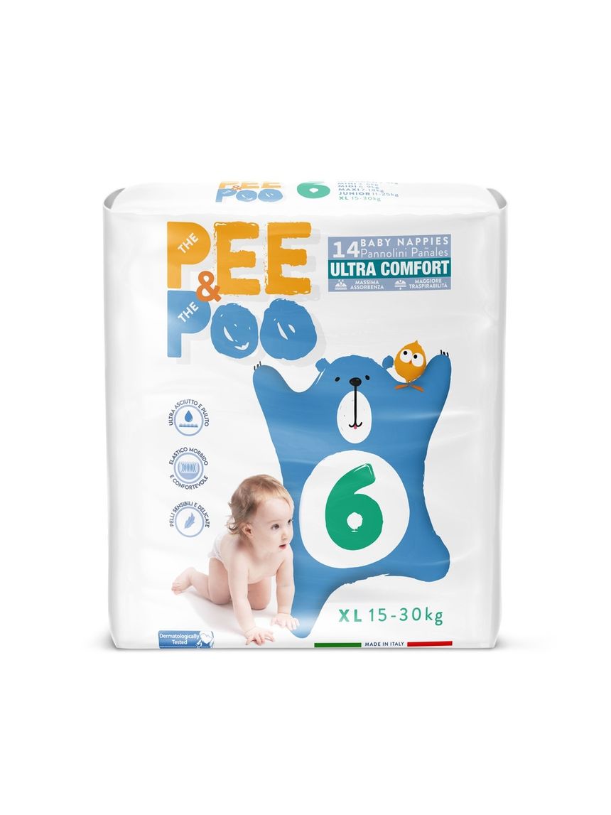 Pannolini ultrafit extra large taglia 6 14 pz - pee&poo