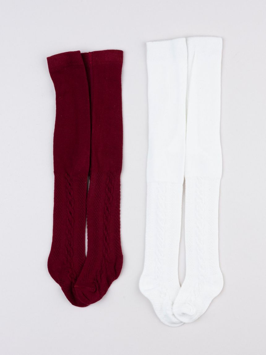 Pack 2 collant bimba bordeaux/bianco