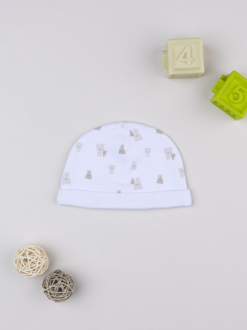 Cappellino neonato orsetti allover