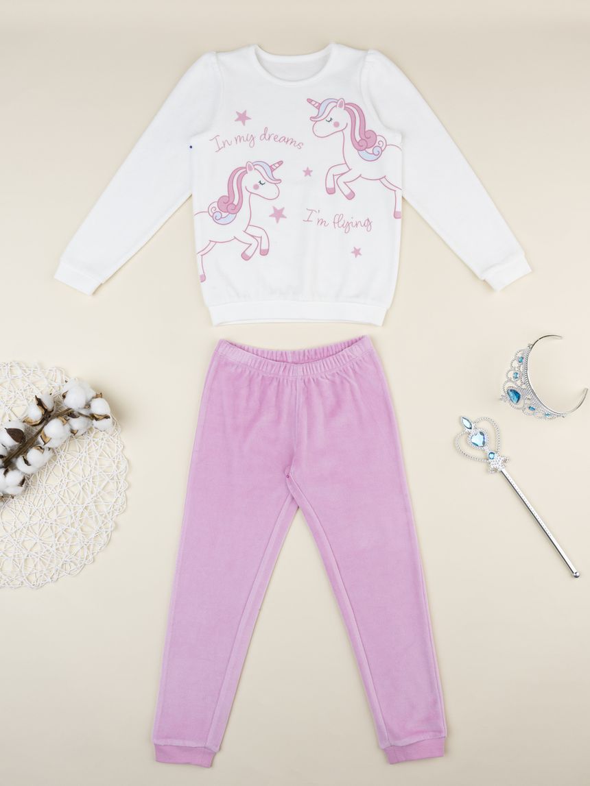 Pigiama bambina due pezzi unicorni