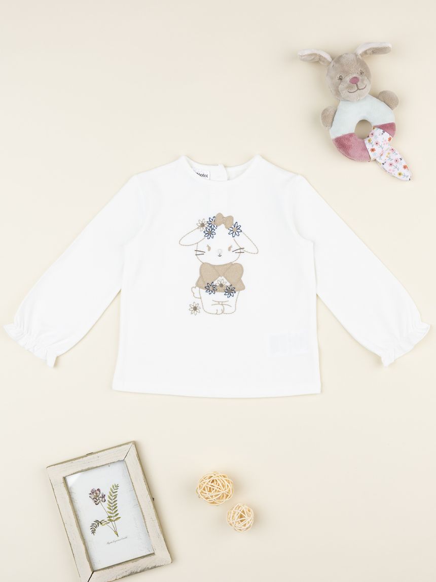 T-shirt bimba panna coniglietto