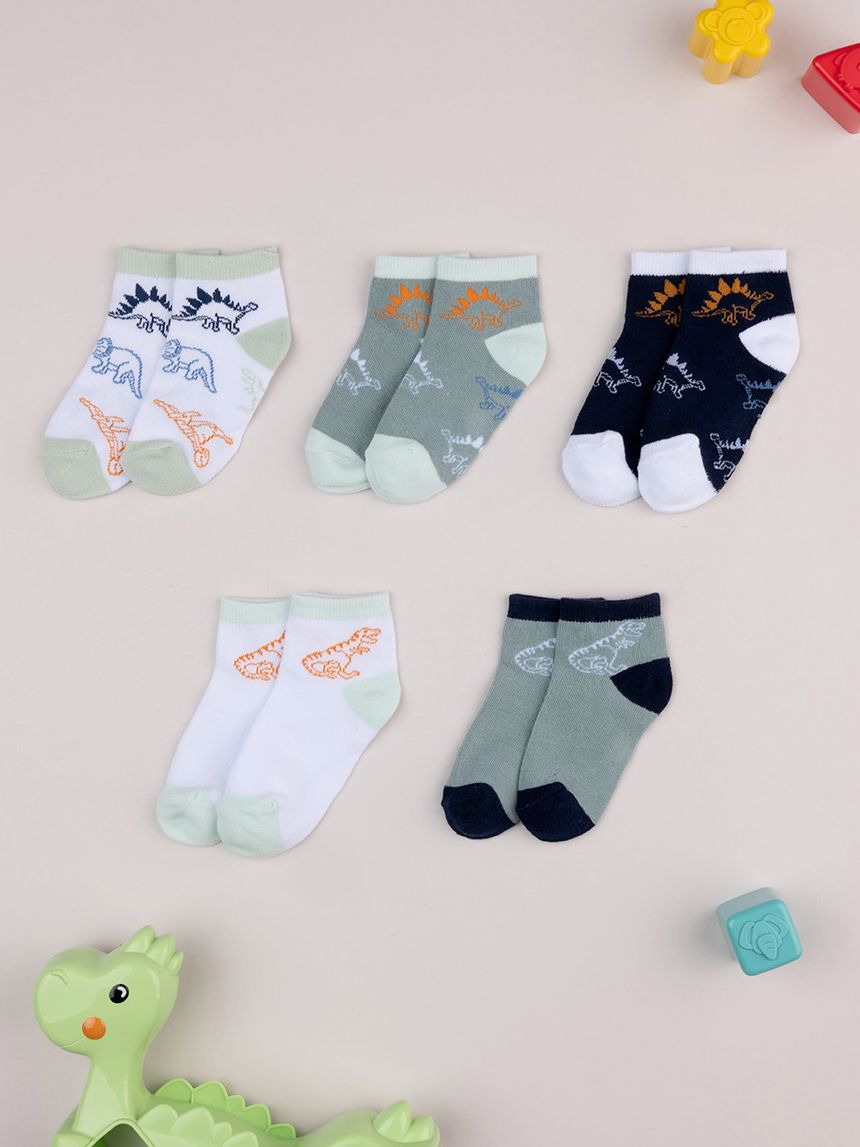 Pack 5 calze corte bimbo dino