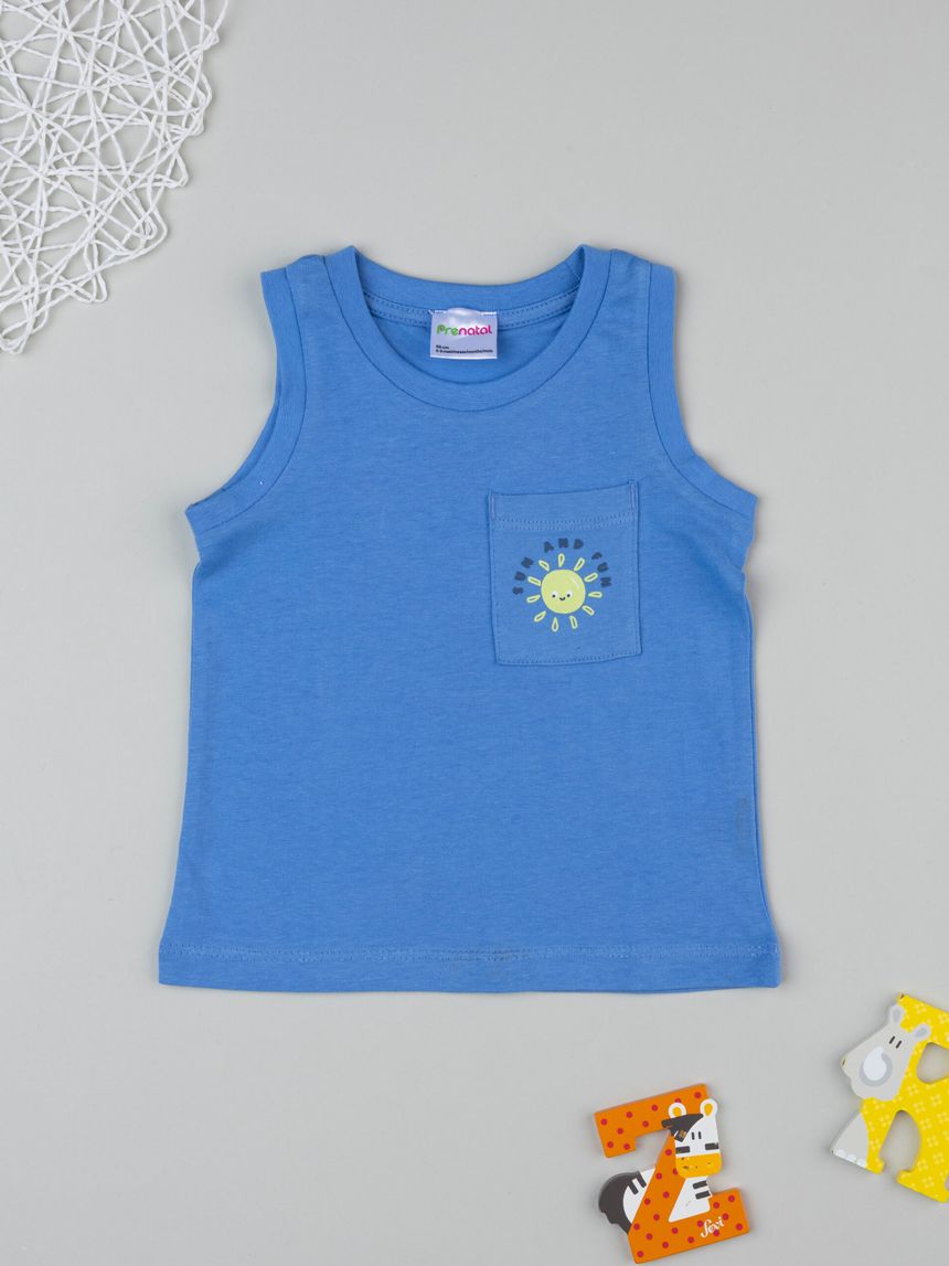 Canotta bimbo bluette taschino sole