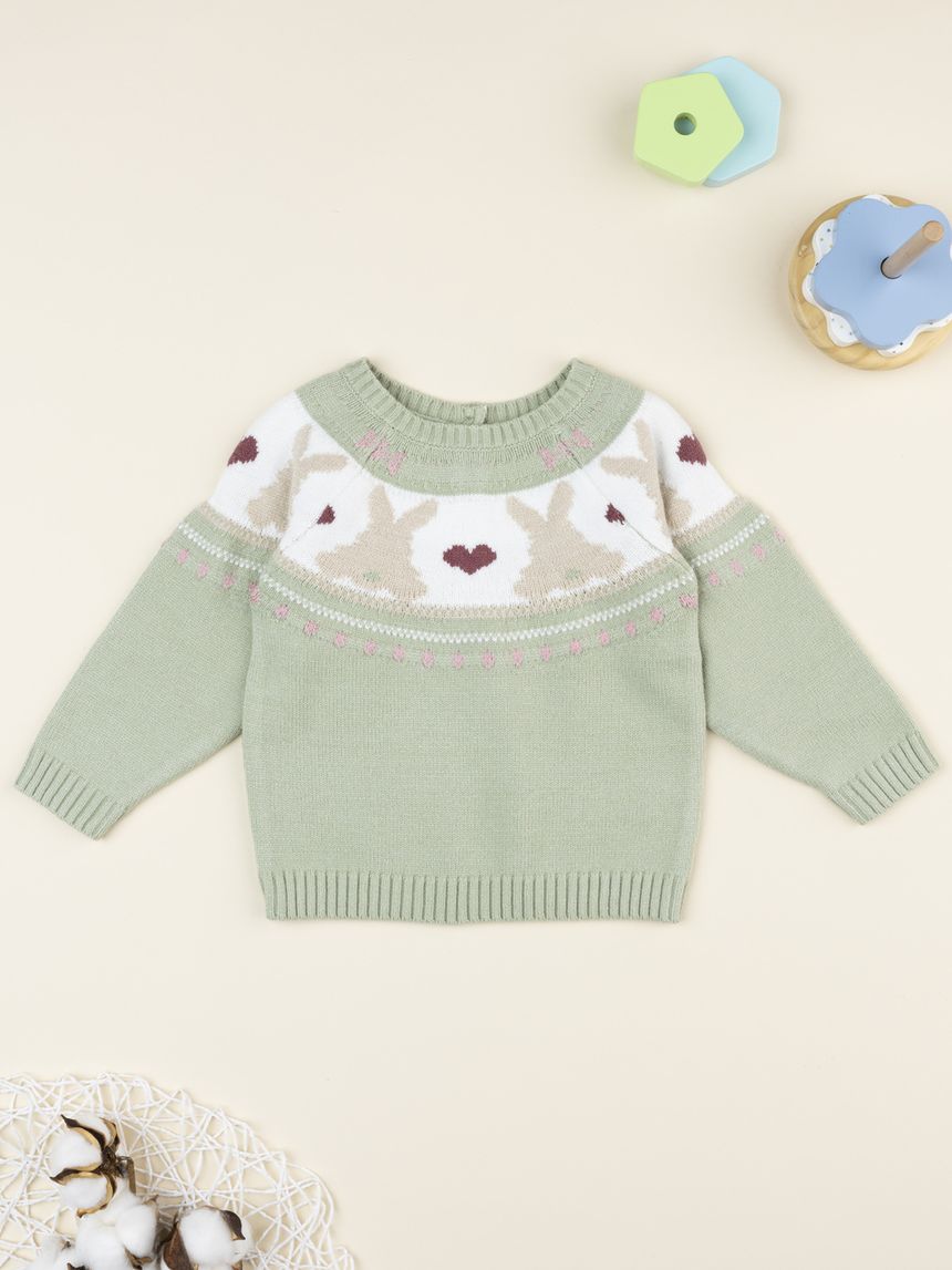Maglia bimba verde coniglietti