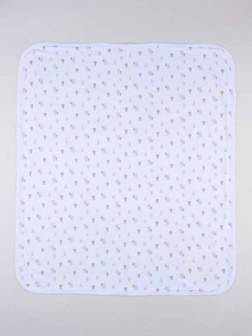 Copertina interlock neonato orsetti allover
