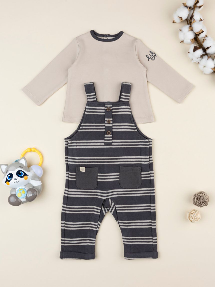 Completo bimbo salopette grigio/marrone