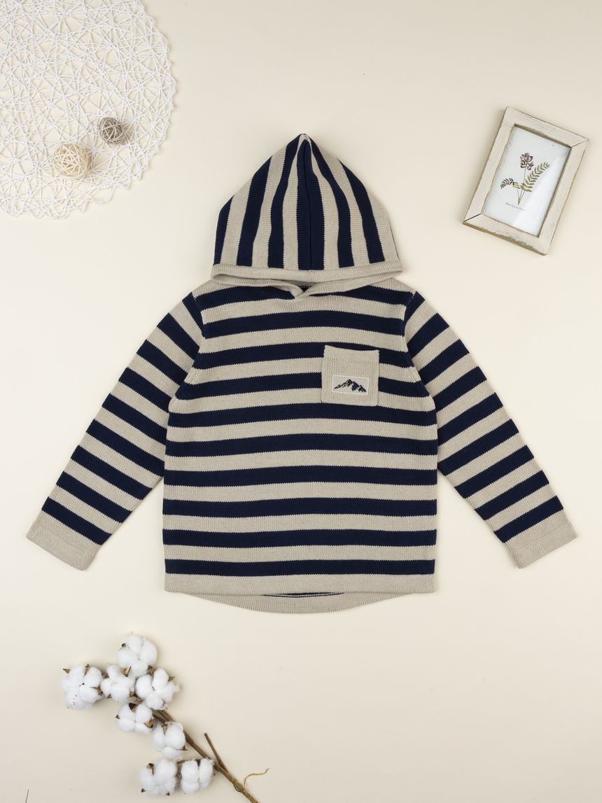 Felpa bimbo rigata blu/beige