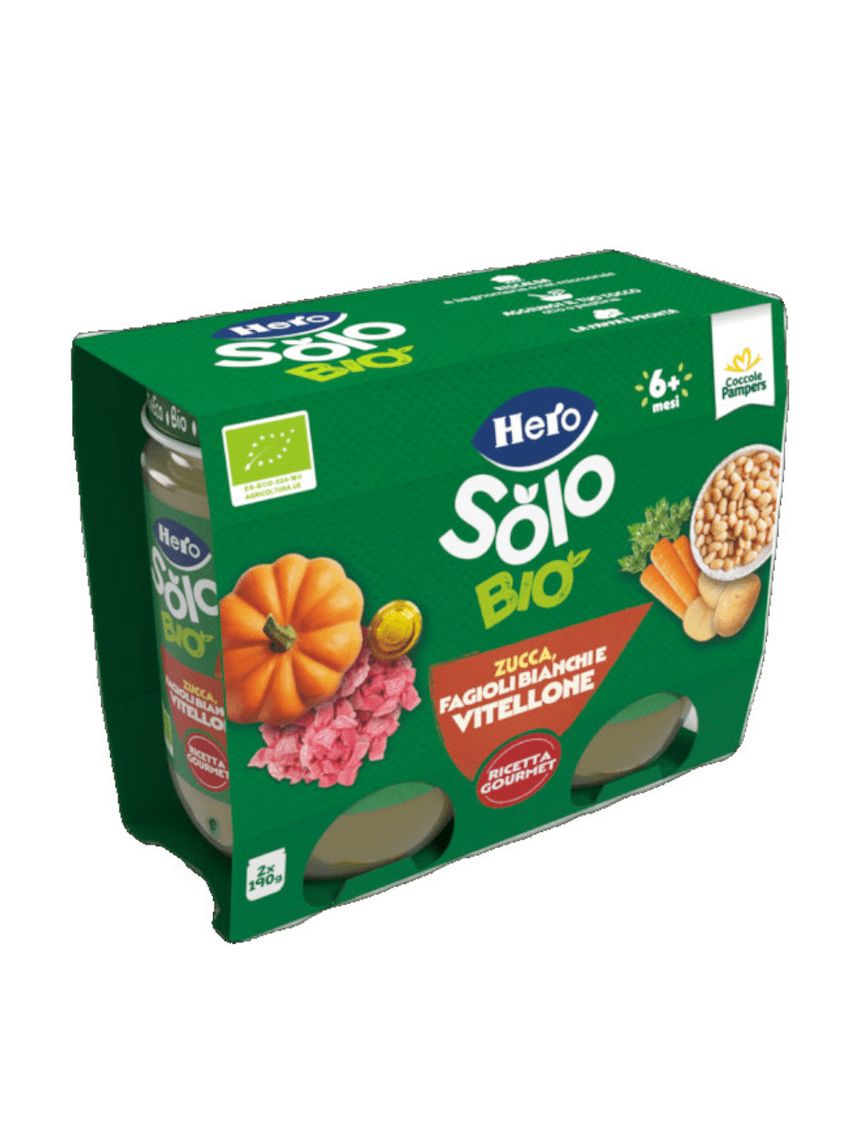 Bipacco omogeneizzato zucca fagioli bianchi e vitellone 2x190 gr - hero solo