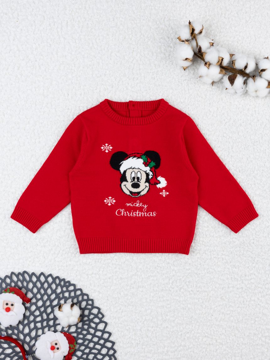 Maglia bimbo rossa mickey natale