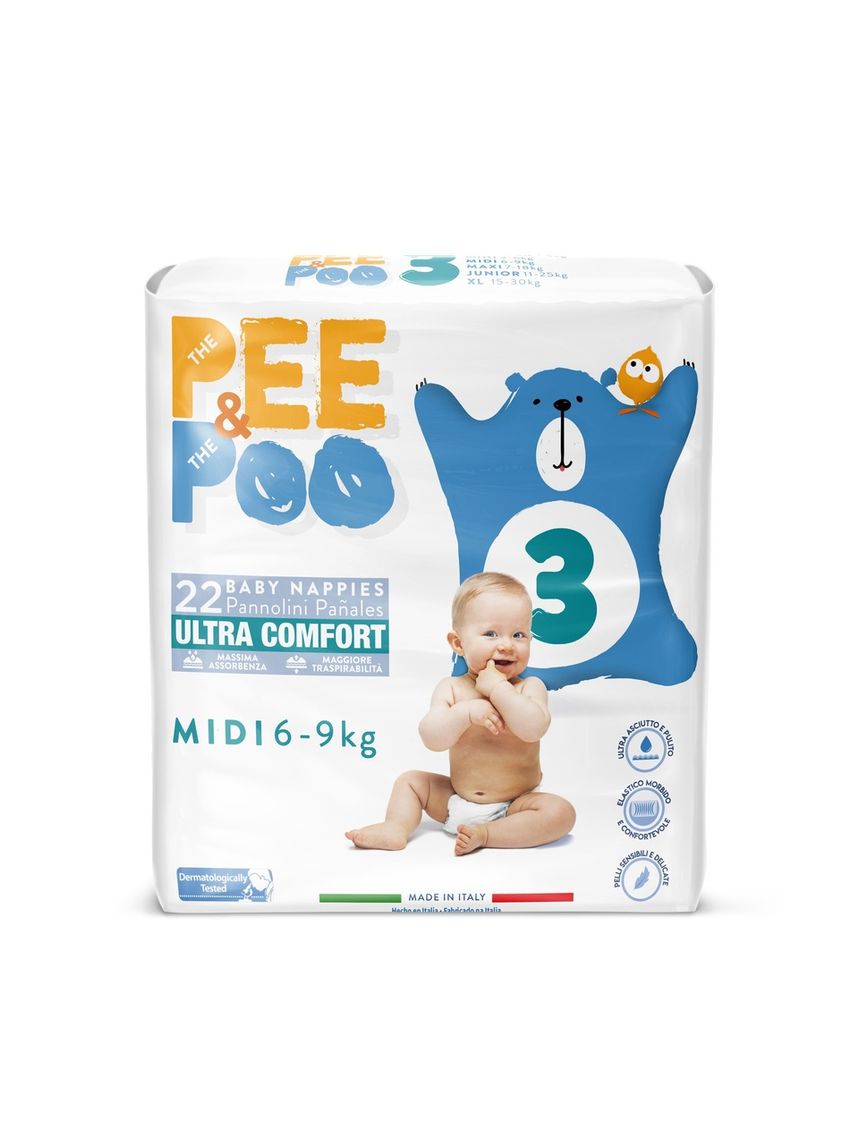 Pannolini ultrafit midi taglia 3 22 pz - pee&poo