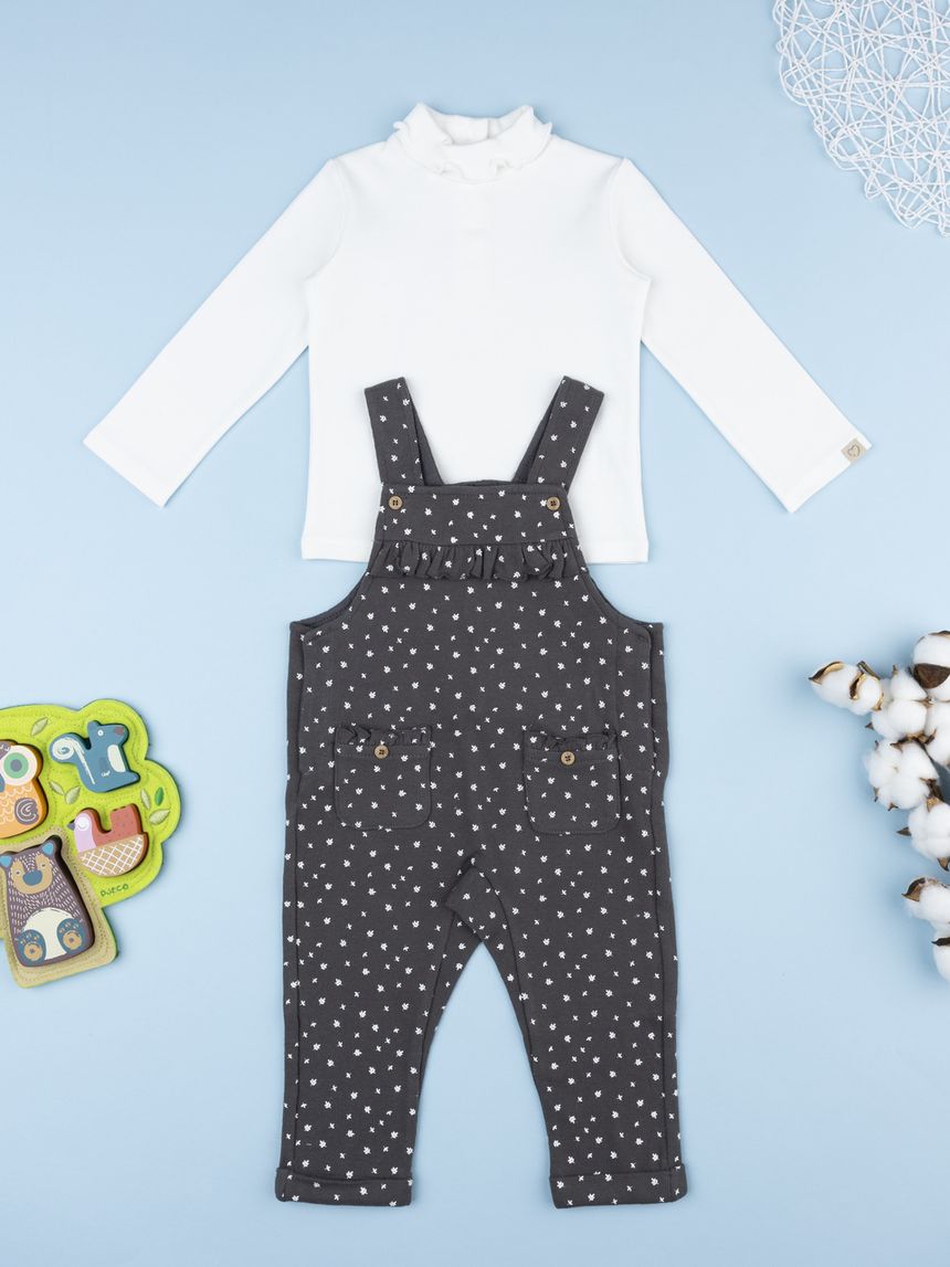 Completo salopette girgia più maglia bimba allover