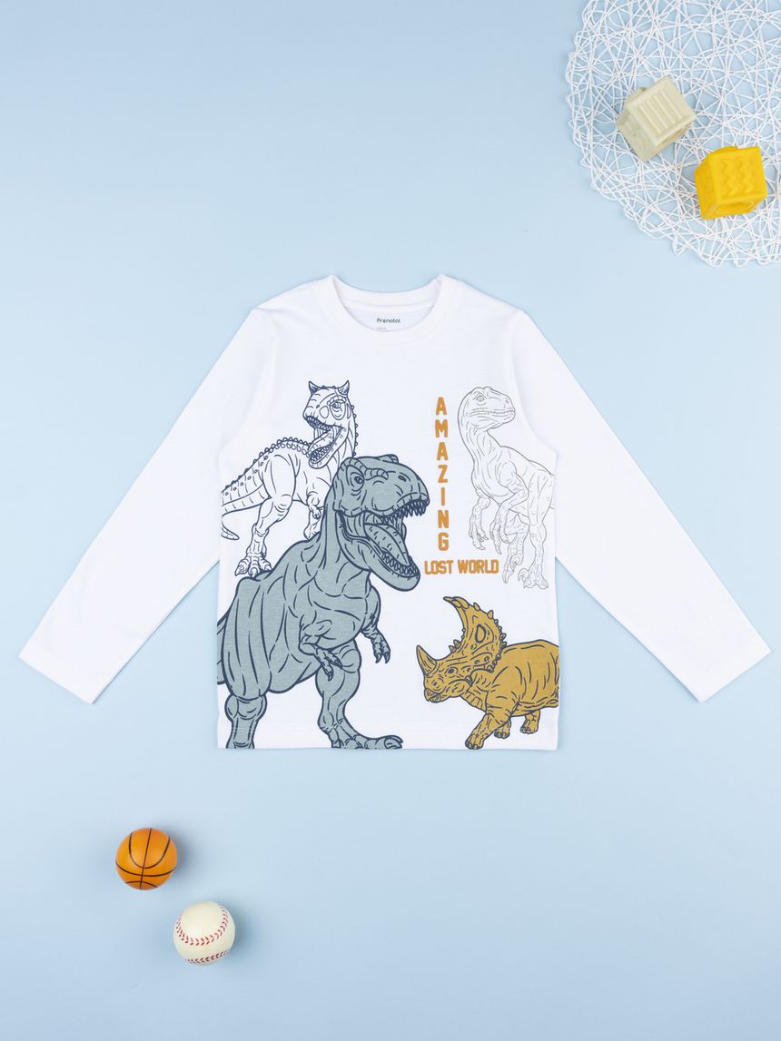 T-shirt bambino bianca dino