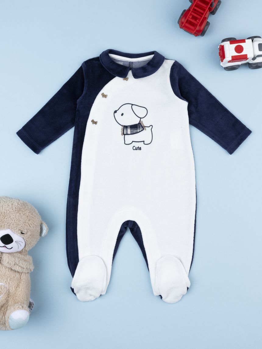 Tutina bimba bianco/blu cagnolino
