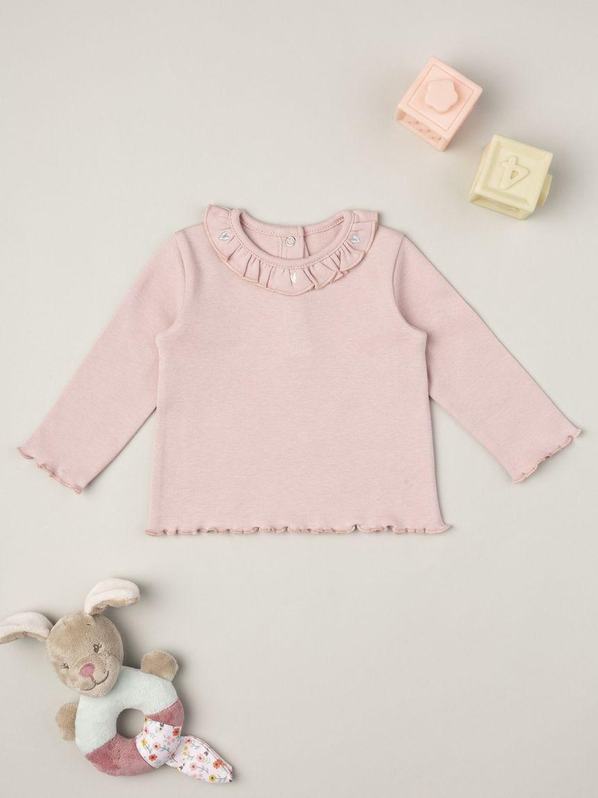 T-shirt bimba rosa manica lunga