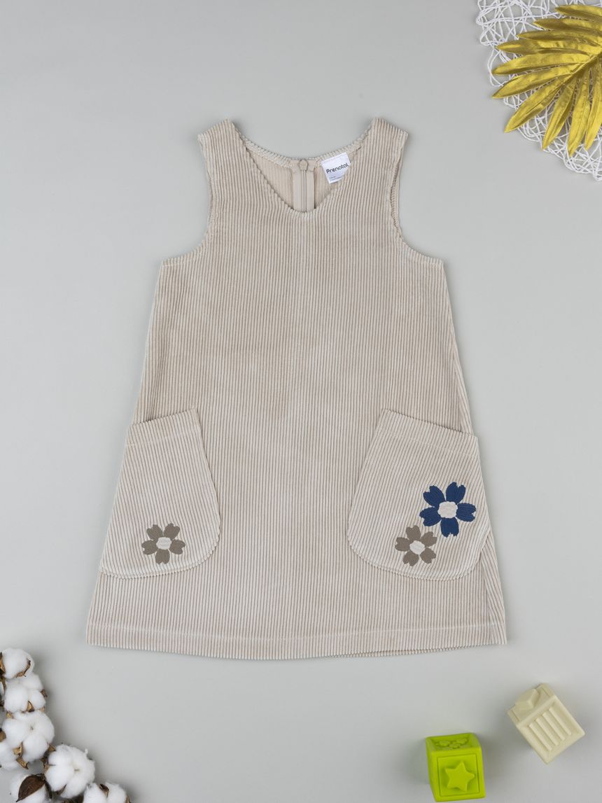 Salopette bimba beige con fiori