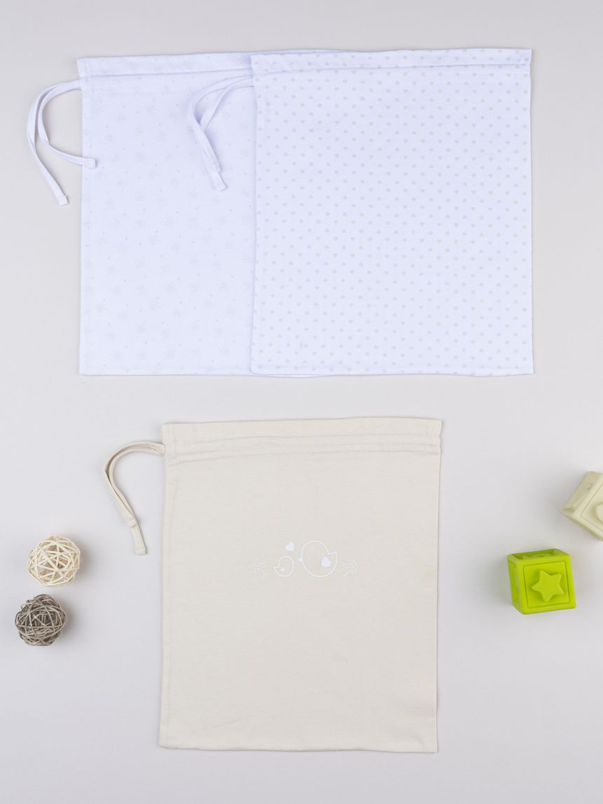 Pack 3 buste primi cambi beige/bianco