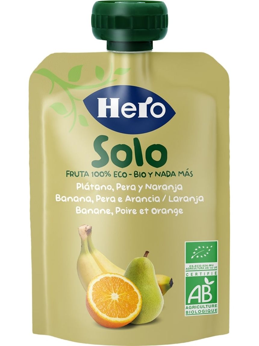 Pouch banana pera arancia bio 100g - hero baby