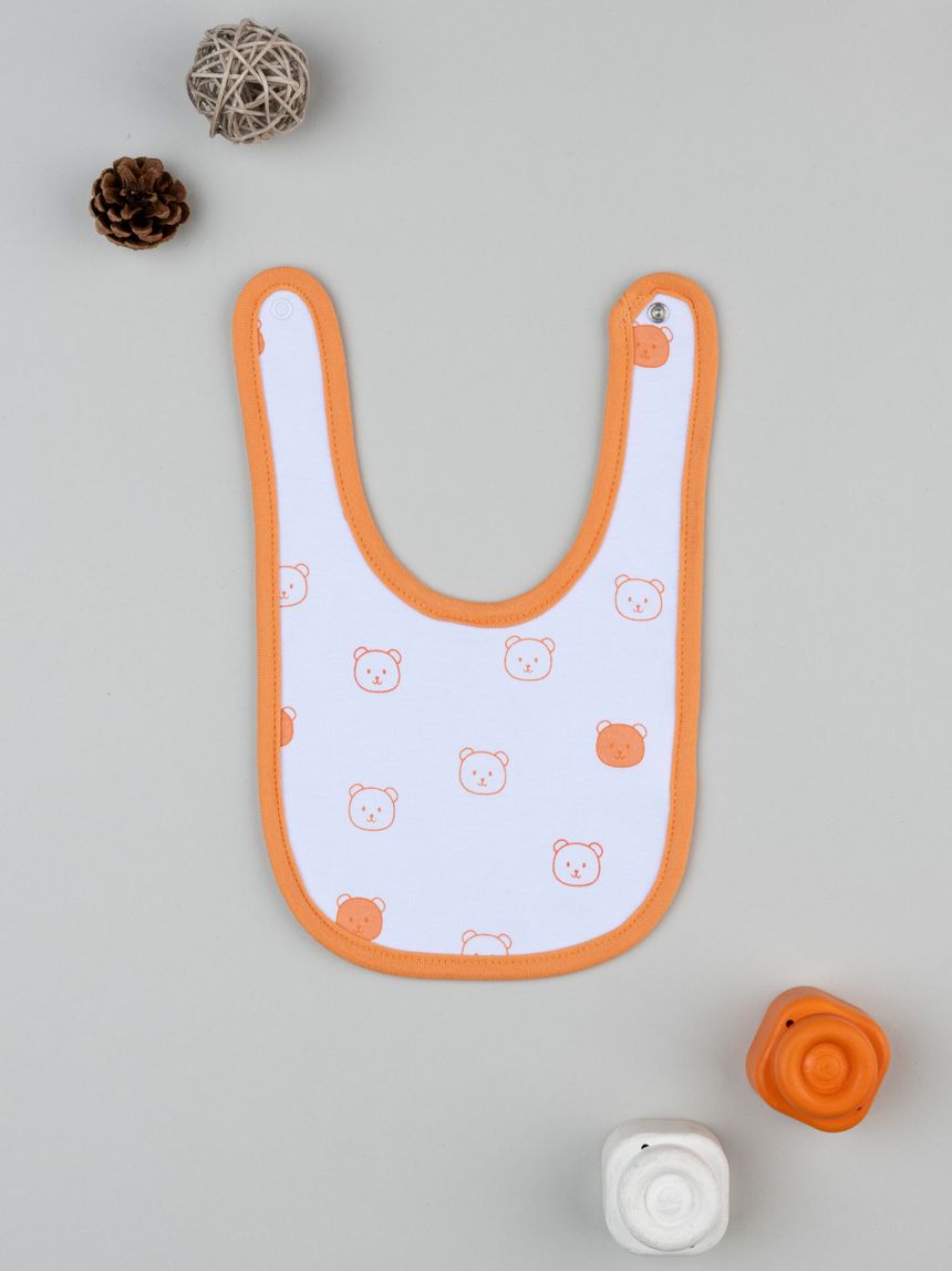 Bavaglino arancione con orsetti allover