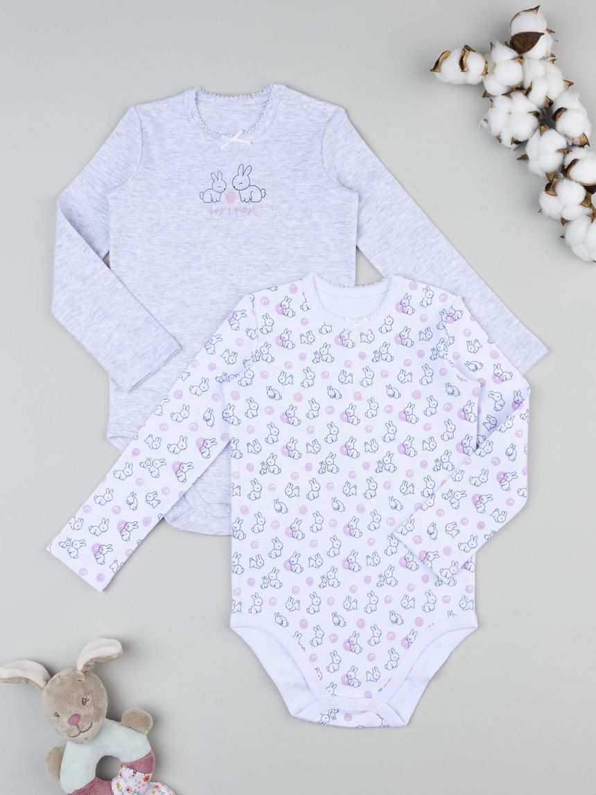 Pack 2 body manica lunga bimba conigli