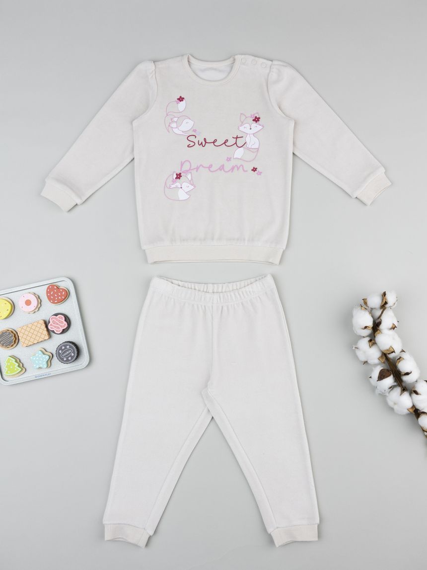 Pigiama bimba beige volpi