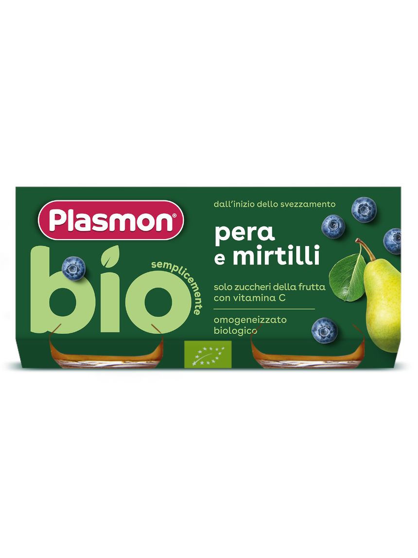 Omogeneizzato di pera e mirtilli bio - 2 x 80 gr - plasmon