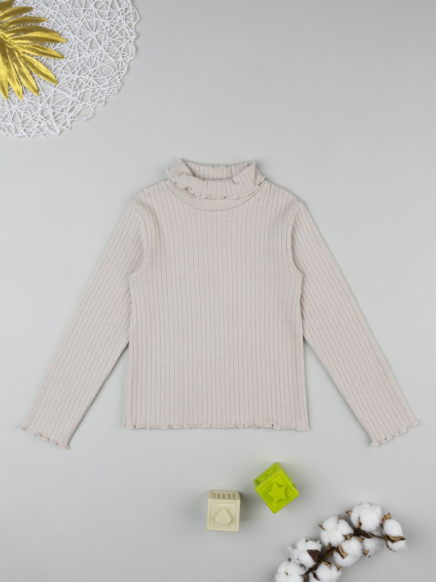 Lupetto costina bambina beige