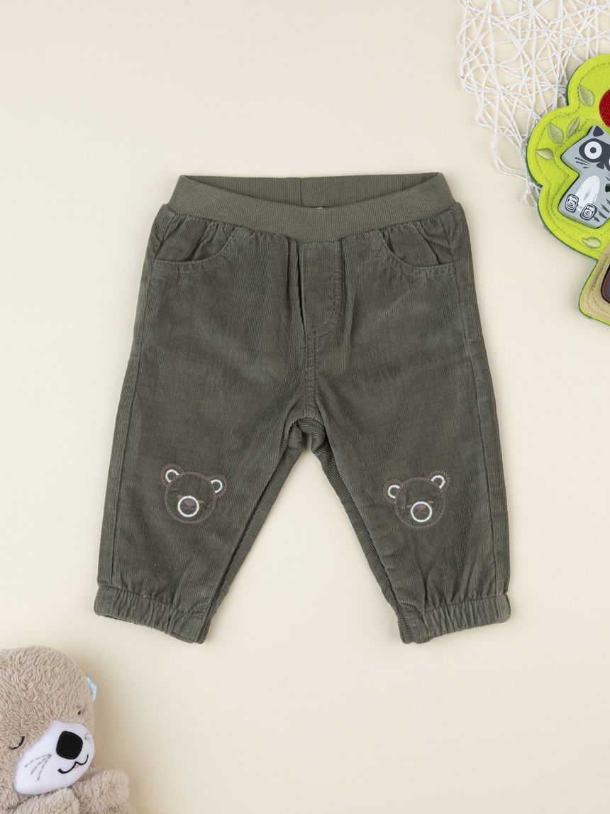 Pantaloni bimbo velluto verde