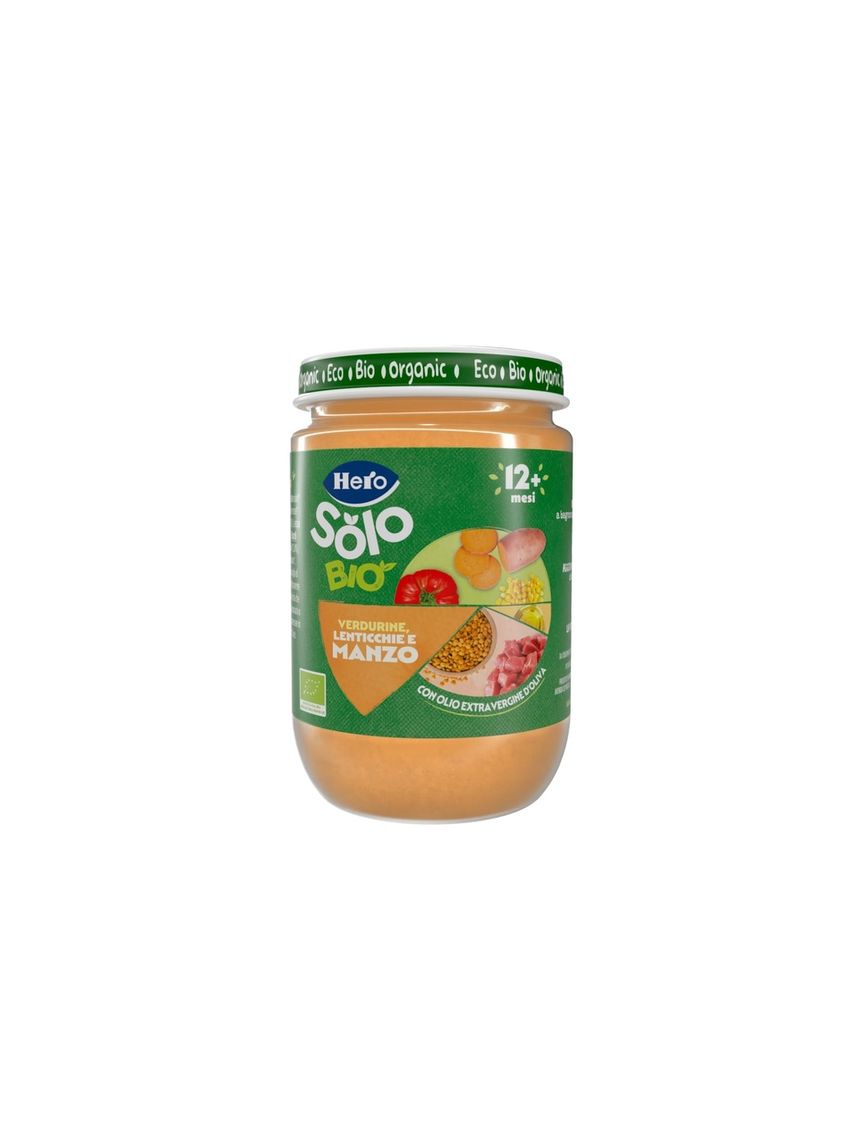 Omogeneizzato verdurine lenticchie e manzo bio 190gr  12m+ - hero baby