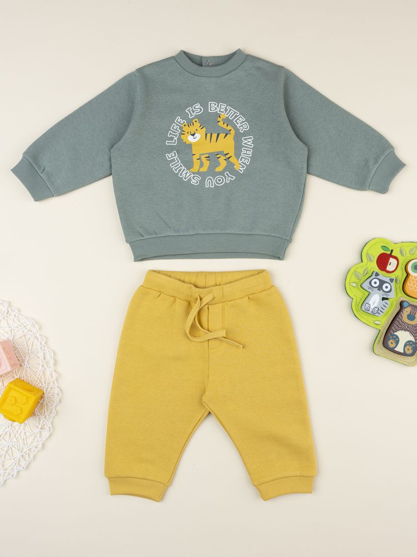 Completo jogging bimbo verde/giallo