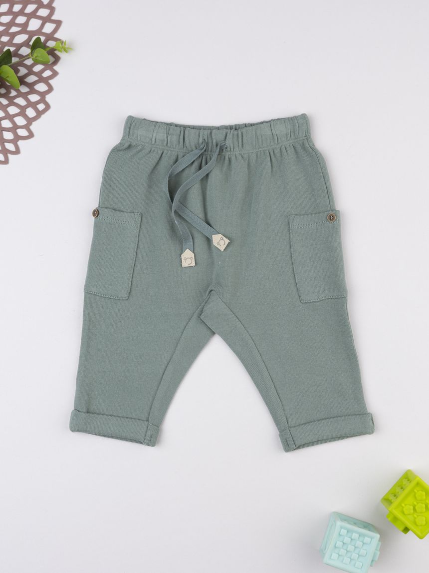 Pantalone bimbo verde con tasche