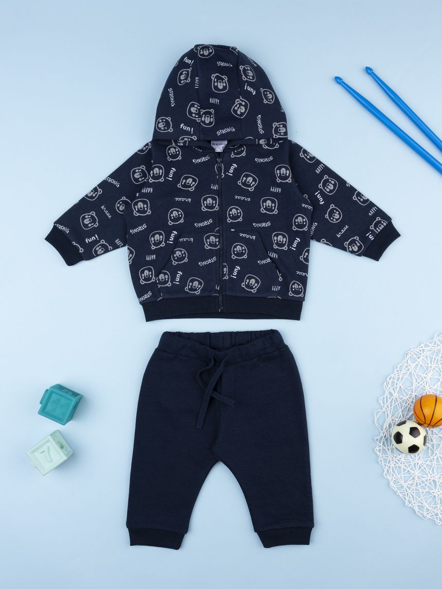 Completo jogging bimbo blu orsetti allover
