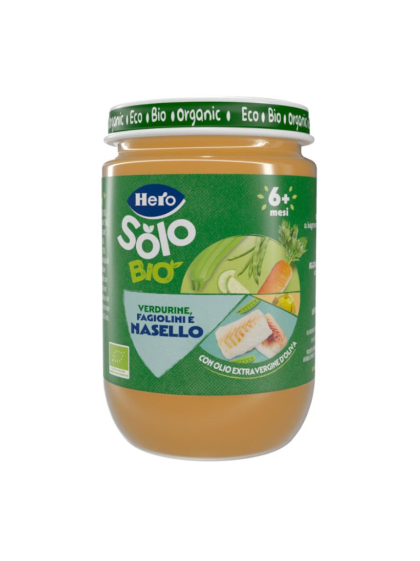 Omogeneizzato verdure fagiolini e nasello 190gr - hero solo