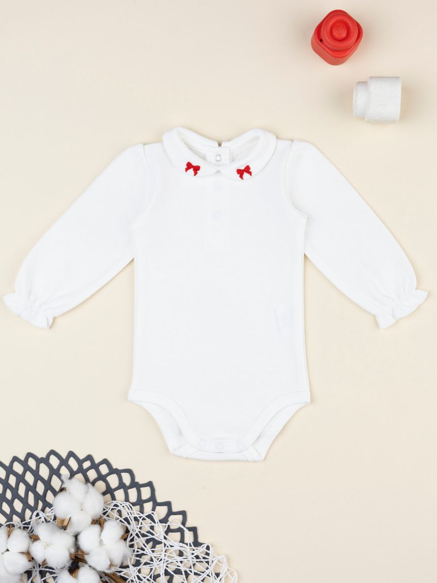 Body bimba bianco ricamato