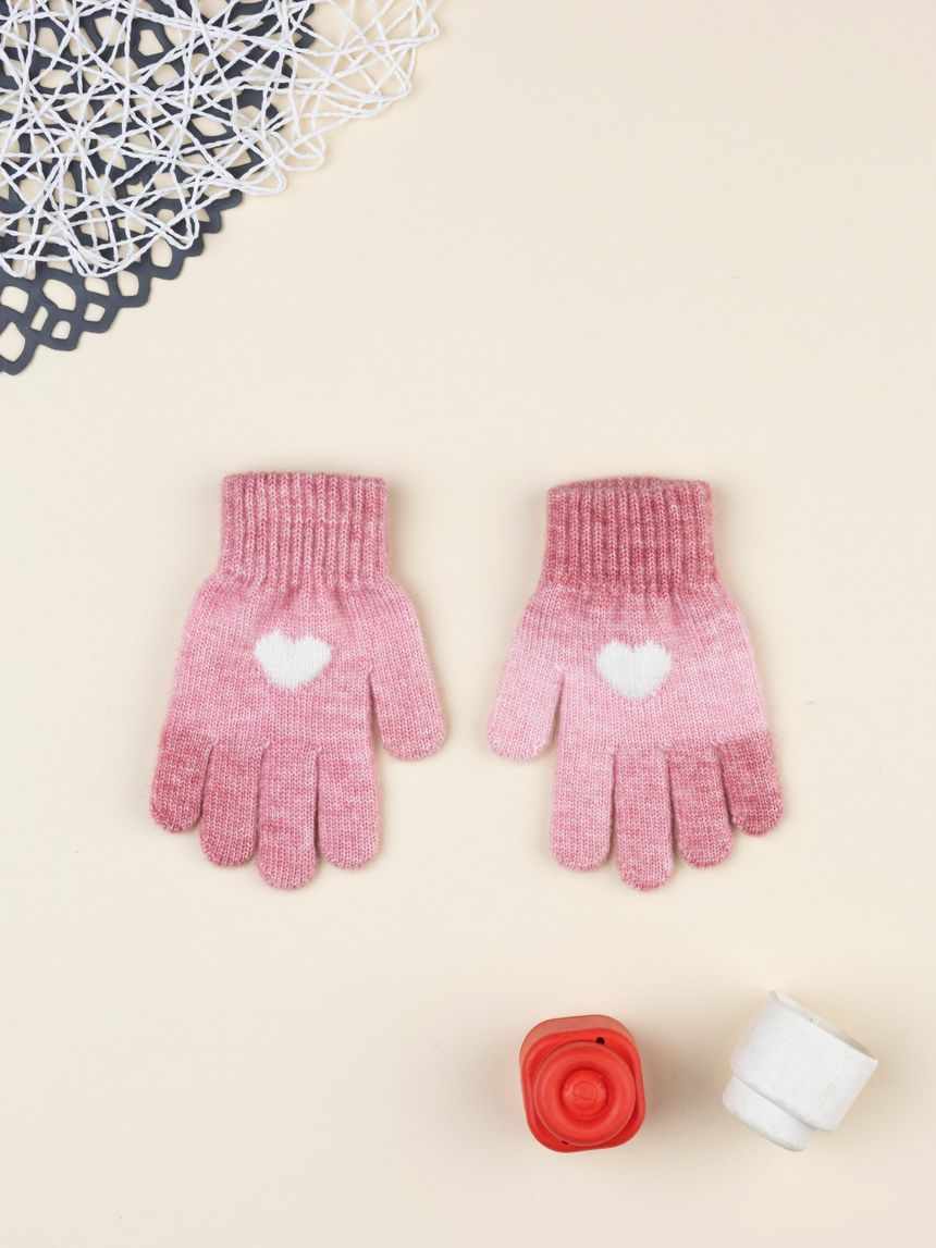 Guanti bimba rosa cuore