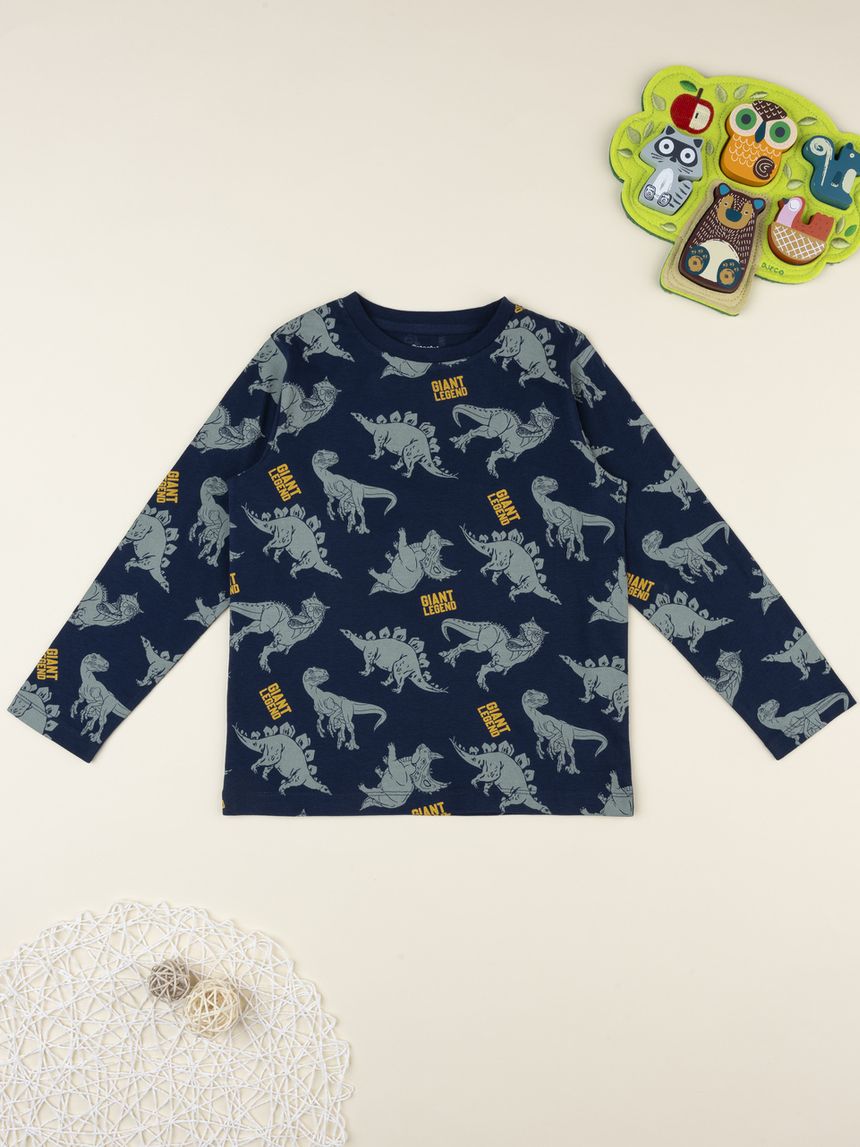 T-shirt bambino blu dino allover