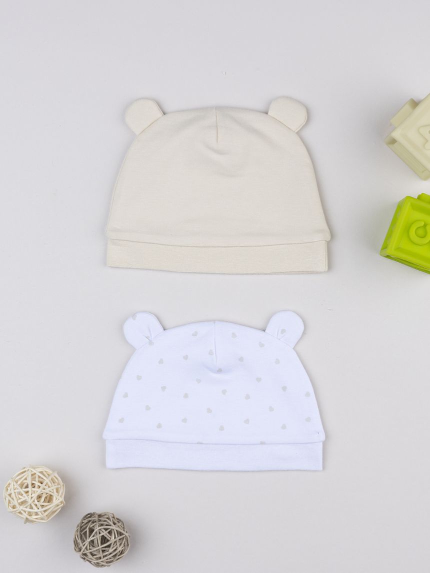 Pack 2 berretti neonata panna/beige- corredino