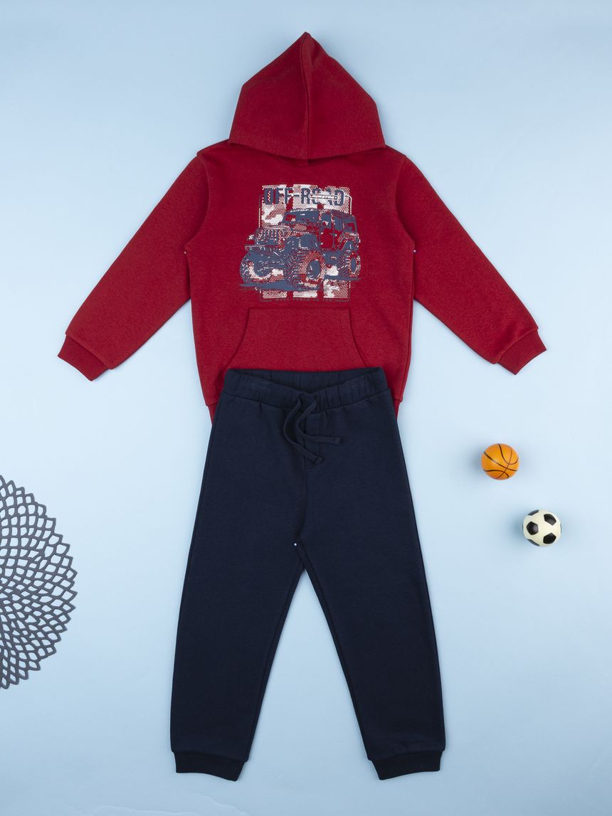 Completo jogging bimbo bordeaux/blu