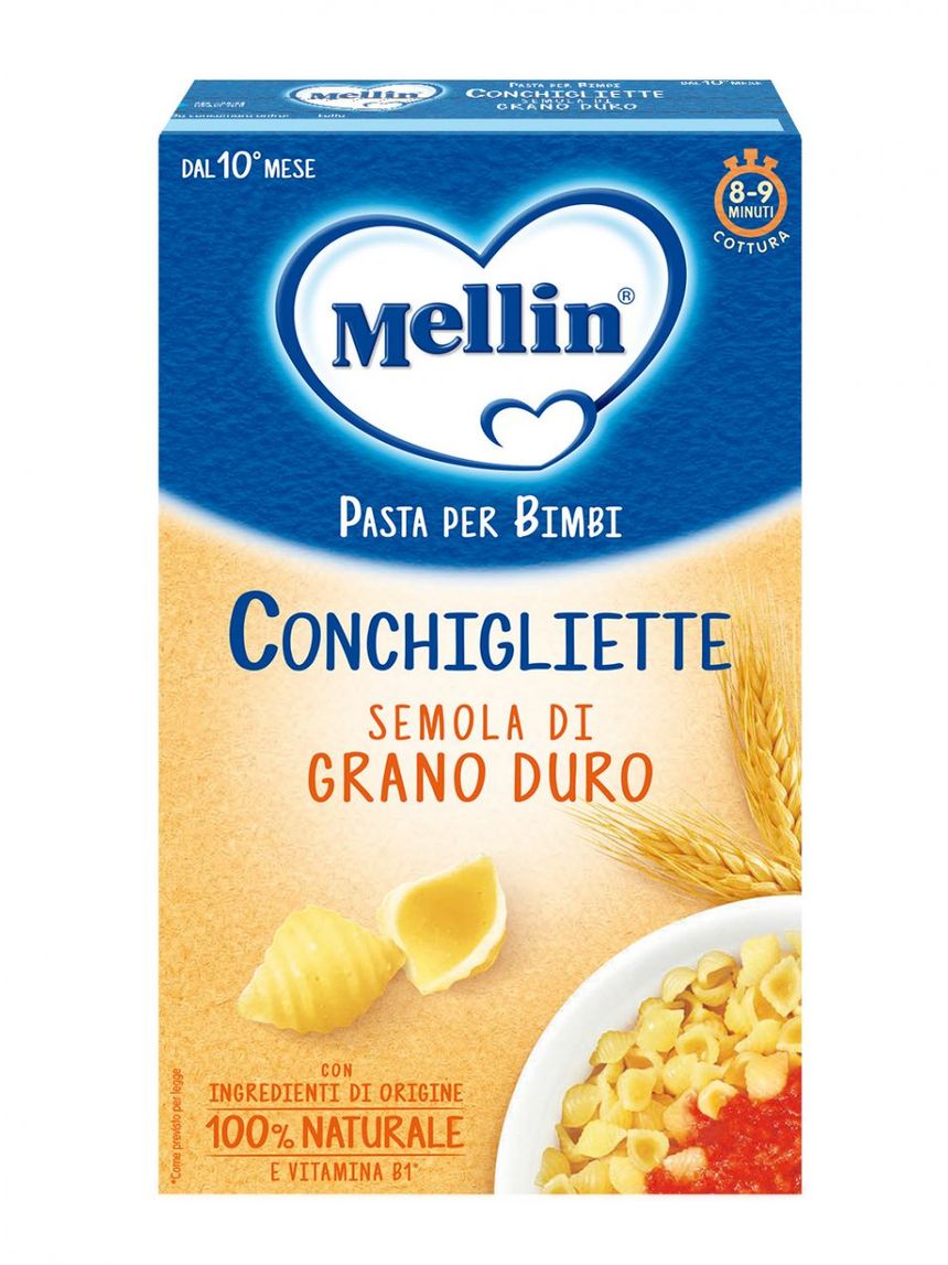 La pasta dei bimbi 100% naturale conchigliette con farina di semola di grano duro 280g - mellin